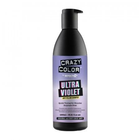 Crazy Color Sampon nutritiv cu pigmenti violeti pentru neutralizarea tonurilor de galben Ultraviolet No Yellow 1000ml
