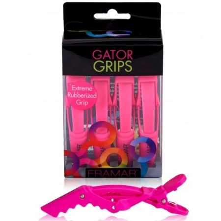 Framar Clipsuri roz pentru sectionarea parului Gator Grips Pink 4buc