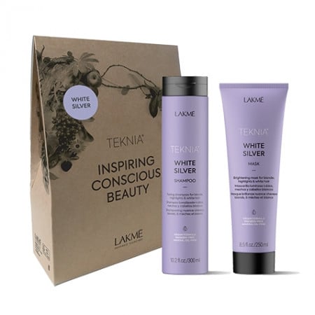 Lakme Set sampon+masca cu pigment violet pentru parul blond Teknia White Silver