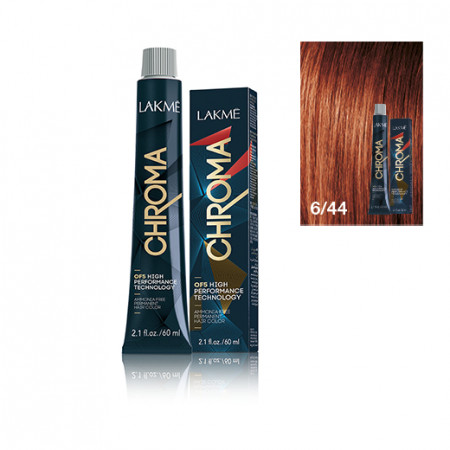 Lakme Vopsea de par permanenta fara amoniac blond inchis cupru intens 6/44 Chroma 60ml