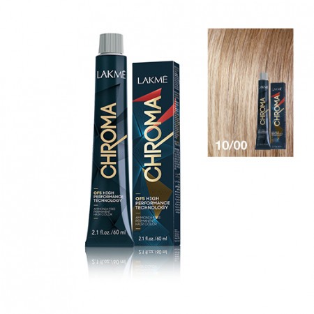 Lakme Vopsea de par permanenta fara amoniac blond platinat 10/00 Chroma 60ml