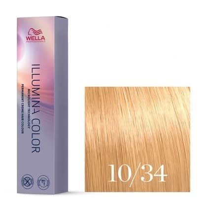 Wella Professionals Vopsea de par permanenta Illumina Color 10/34 blond deschis rosu auriu 60ml