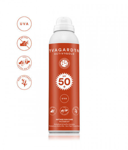 Evagarden ActiveGold Antiage Sun Care - Spray pentru fata si corp cu protectie solara SPF 50+ 150ml