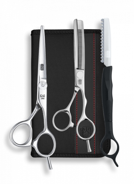 Kasho Set de foarfeci offset Design Master: tuns 6 inci+filat 6 inci 38 dinti tip B KDM-60OS/SET