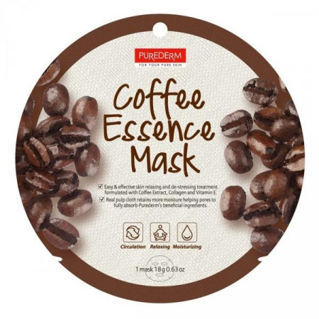 Purederm Masca faciala cu colagen, vitamina E si extract de cafea 24buc