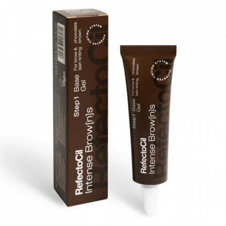 RefectoCil Vopsea maro ciocolatiu cu efect de henna pentru gene&sprancene Intense Brow[n]s Base Gel Step 1 - Chocolate Brown 15ml