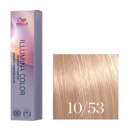 Wella Professionals Vopsea de par permanenta Illumina Color 10/53 blond deschis mahon auriu 60ml