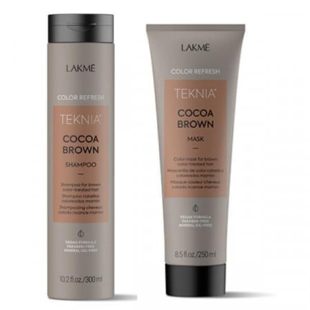 Lakme Set nuantator sampon+masca pentru par castaniu Teknia Refresh Cocoa Brown