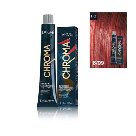 Lakme Vopsea de par permanenta fara amoniac blond inchis rosu intens 6/99 Chroma 60ml
