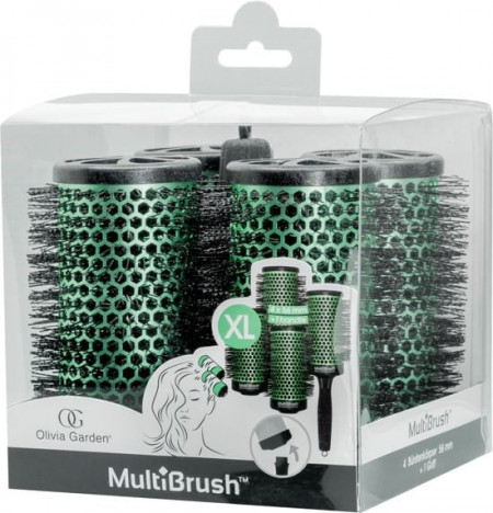 Olivia Garden Multibrush - Kit 4 perii ceramice 56mm cu maner detasabil