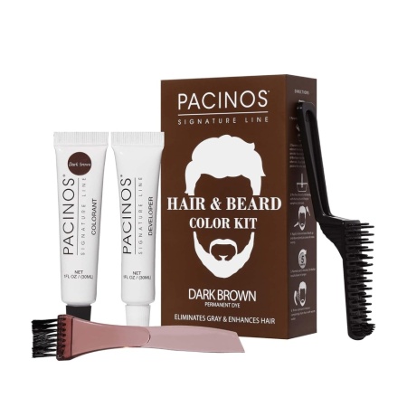 Pacinos Vopsea permanenta saten inchis pentru par si barba Dark Brown Color Kit