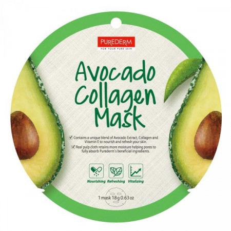 Purederm Masca faciala cu colagen, vitamina E si extract de avocado 1buc