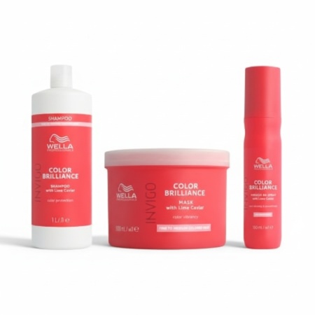 Wella Professionals Pachet Invigo Color Brilliance sampon par vopsit cu structura fina normala 1000 ml + Invigo Color Brilliance masca tratament par vopsit cu structura fina normala 500 ml + Invigo Color Brilliance Miracle BB Spray pentru par vopsit 150 m