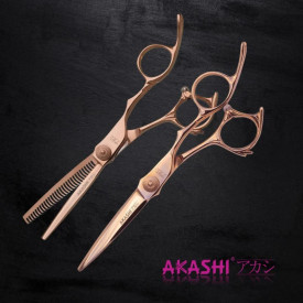 Akashi Super Cut Set 6/60 - Set profesional de foarfeci tuns+filat R60RG+RM60RG