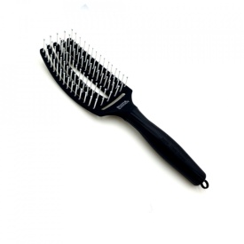 Olivia Garden Perie profesionala curbata cu ventilatie Finger Medium Black 