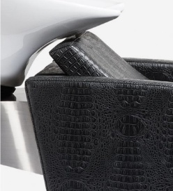 Sibel Unitate profesionala de spalare neagra croco cu lavoar alb si suport electric pentru picioare Elegantia Relax