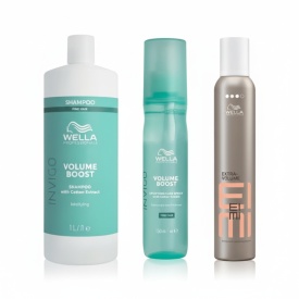 Wella Professionals Pachet Invigo Volume Sampon 1000 ml + Invigo Volume Spray 150 ml + Eimi Extra Volume spuma pentru volum 500 ml