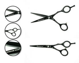 Akashi Set profesional de foarfeci offset tuns+filat P55+PM55 X-treme Cut Set 3