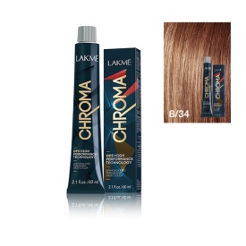 Lakme Vopsea de par permanenta fara amoniac blond deschis auriu cupru 8/34 Chroma 60ml