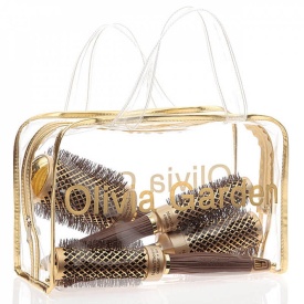 Olivia Garden Kit 4 perii profesionale de par Expert Blowout Shine Wavy Bristles Gold&Brown