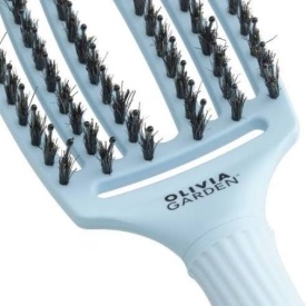 Olivia Garden Perie de par cu peri de mistret si nailon Finger Combo Pastel Blue Medium