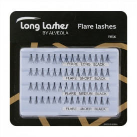 Long Lashes Flare gene false individuale smocuri negre mix