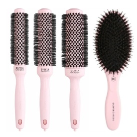 Olivia Garden Kit cu 4 perii de par Expert Blowout Shine + Care Oval Pastel Pink