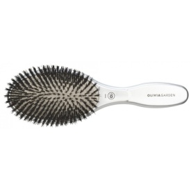 Olivia Garden Perie ceramic+ion cu peri de mistret Expert Care Oval Silver