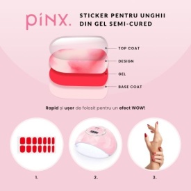 Pinx Sticker pentru unghii din gel - Hypnotic Black 14buc