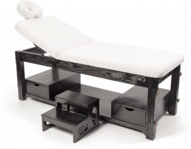 Sibel Zen II - Pat profesional de masaj si tratamente cu cadru din lemn si scara
