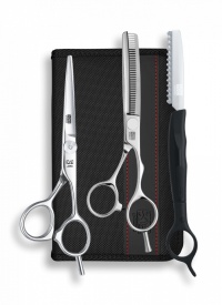 Kasho Set de foarfeci offset Design Master: tuns 5.5 inci+filat 6 inci 38 dinti tip B KDM-55OS/SET