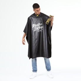 NishMan Pelerina neagra de frizerie cu guler din neopren Master Barbers