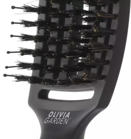 Olivia Garden Perie de par cu peri de mistret+nailon Finger Combo Medium Black