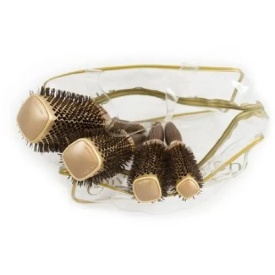 Olivia Garden Kit cu 4 perii profesionale patrate pentru par Expert Blowout Straight Wavy Bristles Gold&Brown