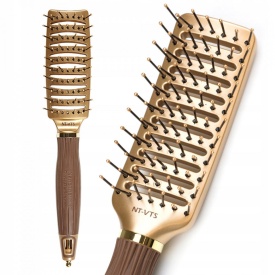 Olivia Garden Perie profesionala ceramica cu peri de nailon Expert Style Vent Flex Nylon Gold&Brown 