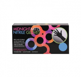 Framar Manusi din nitril nepudrate negre Midnight Mitts 100buc - S
