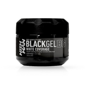 NishMan Gel negru de par pentru fire albe fixare extrema White Coverage BG 300ml