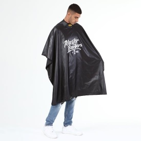 NishMan Pelerina neagra de frizerie cu guler din neopren Master Barbers
