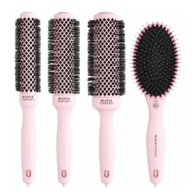 Olivia Garden Kit cu 4 perii de par Expert Blowout Shine + Care Oval Pastel Pink