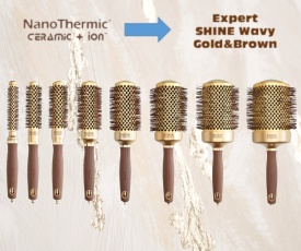 Olivia Garden Perie profesionala de par 15mm Expert Blowout Shine Wavy Bristles Gold&Brown