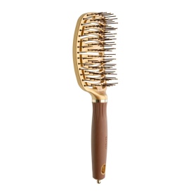 Olivia Garden Perie ceramic+ion cu peri din nailon Expert Care Flex Nylon Gold&Brown