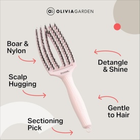 Olivia Garden Perie profesionala de par medie cu peri de mistret si nailon Finger Combo Medium Pastel Pink