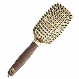 Olivia Garden Perie profesionala ceramic+ion cu peri de mistret si nailon Expert Care Flex Boar&Nylon Gold&Brown