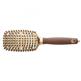 Olivia Garden Perie profesionala ceramic+ion cu peri de mistret Expert Care Flex Boar Gold&Brown