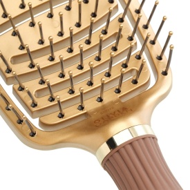 Olivia Garden Perie ceramic+ion cu peri din nailon Expert Care Flex Nylon Gold&Brown
