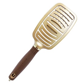 Olivia Garden Perie ceramic+ion cu peri din nailon Expert Care Flex Nylon Gold&Brown