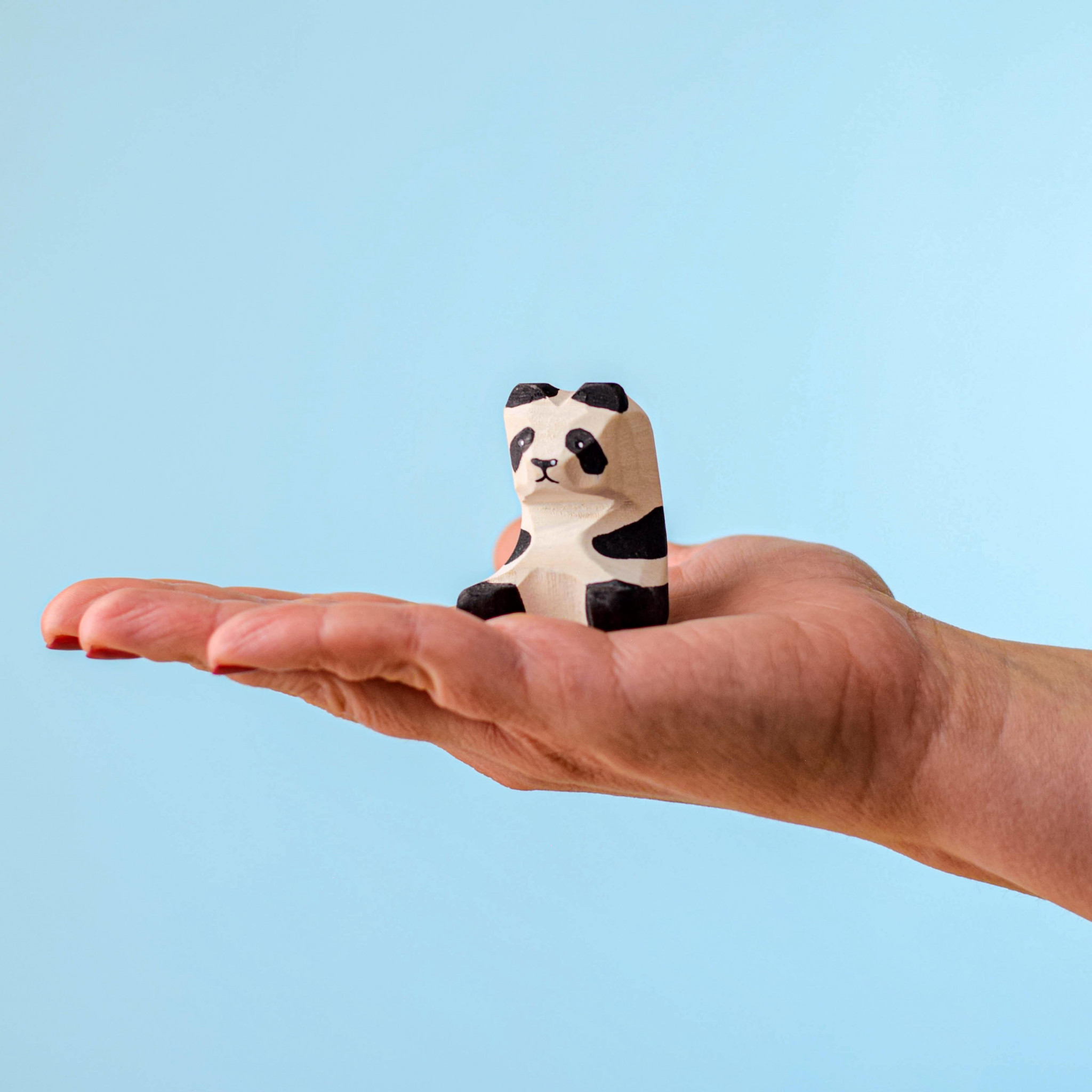 Hand-Carved Wooden Panda Bear Cub Toy | Eco-Friendly & Non-Toxic