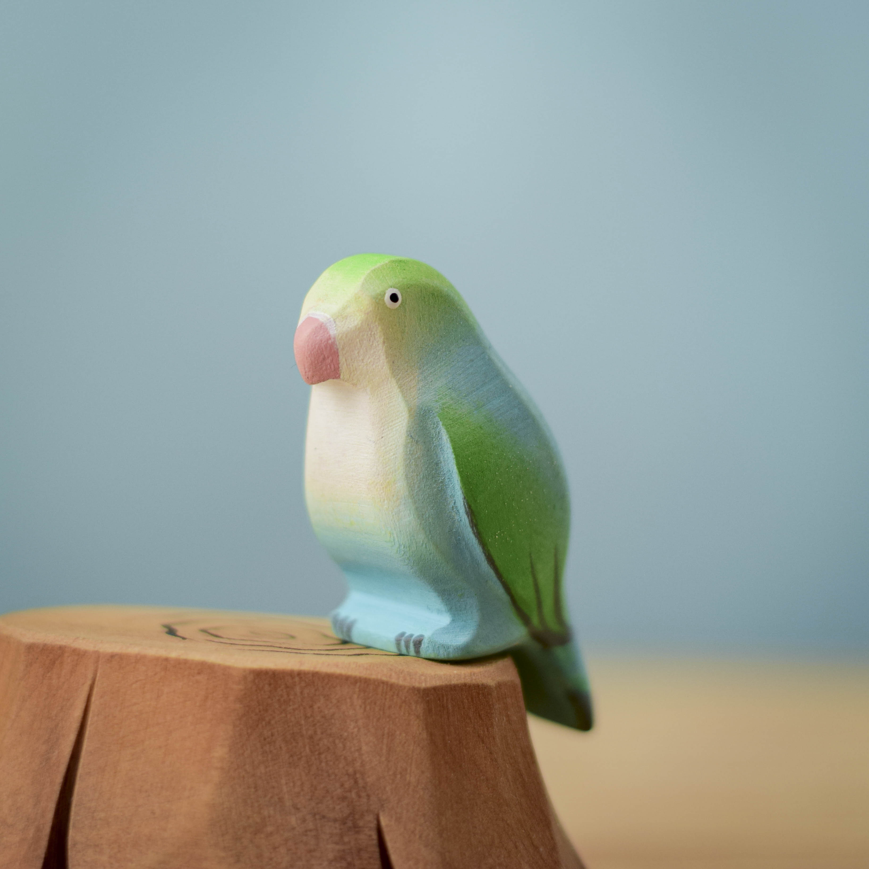 Blue Lovebird Wooden Toy - Handmade Montessori & Waldorf Toy