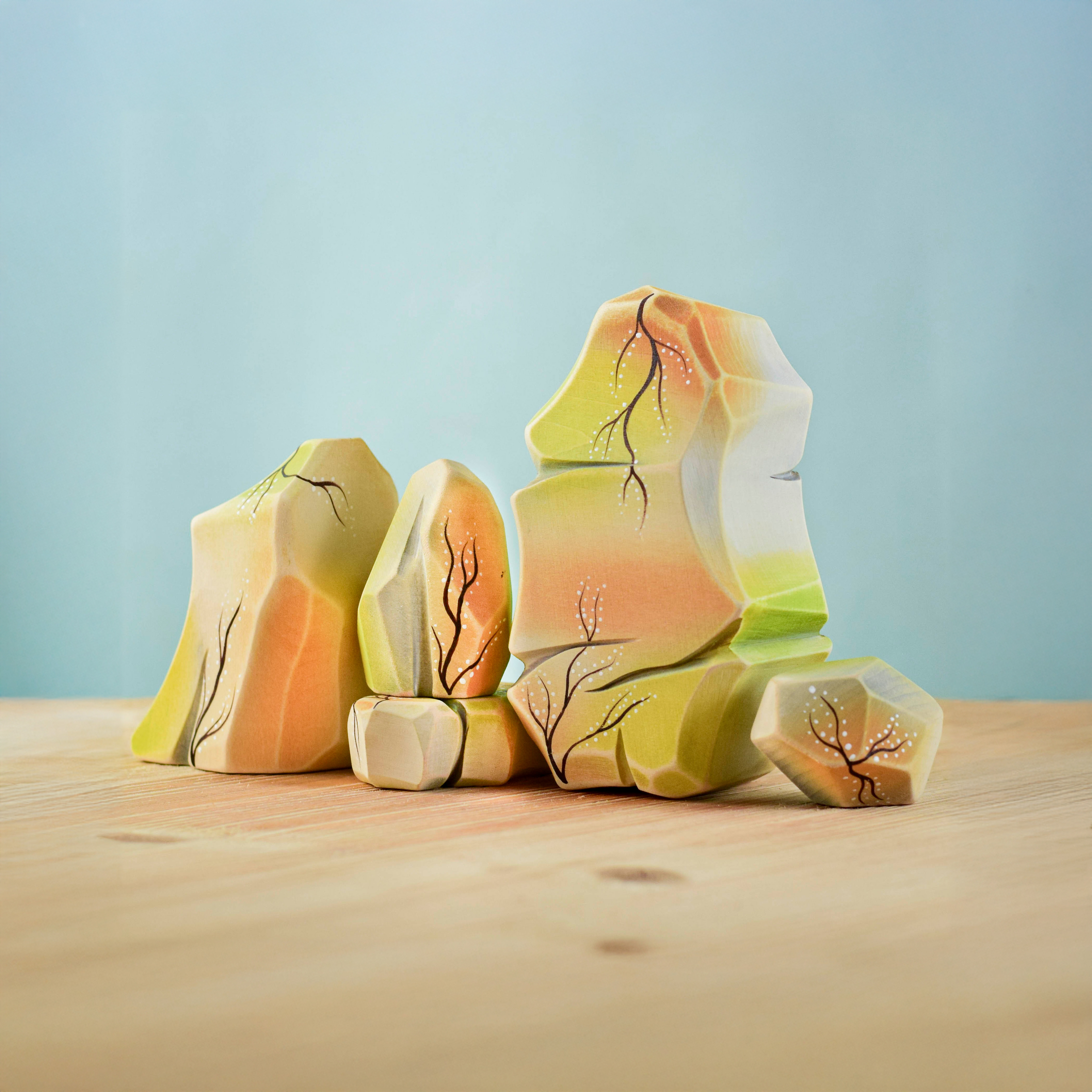 Rainbow Rocks - Eco-Friendly, Handcrafted Wooden Play Set | Bumbu Toys