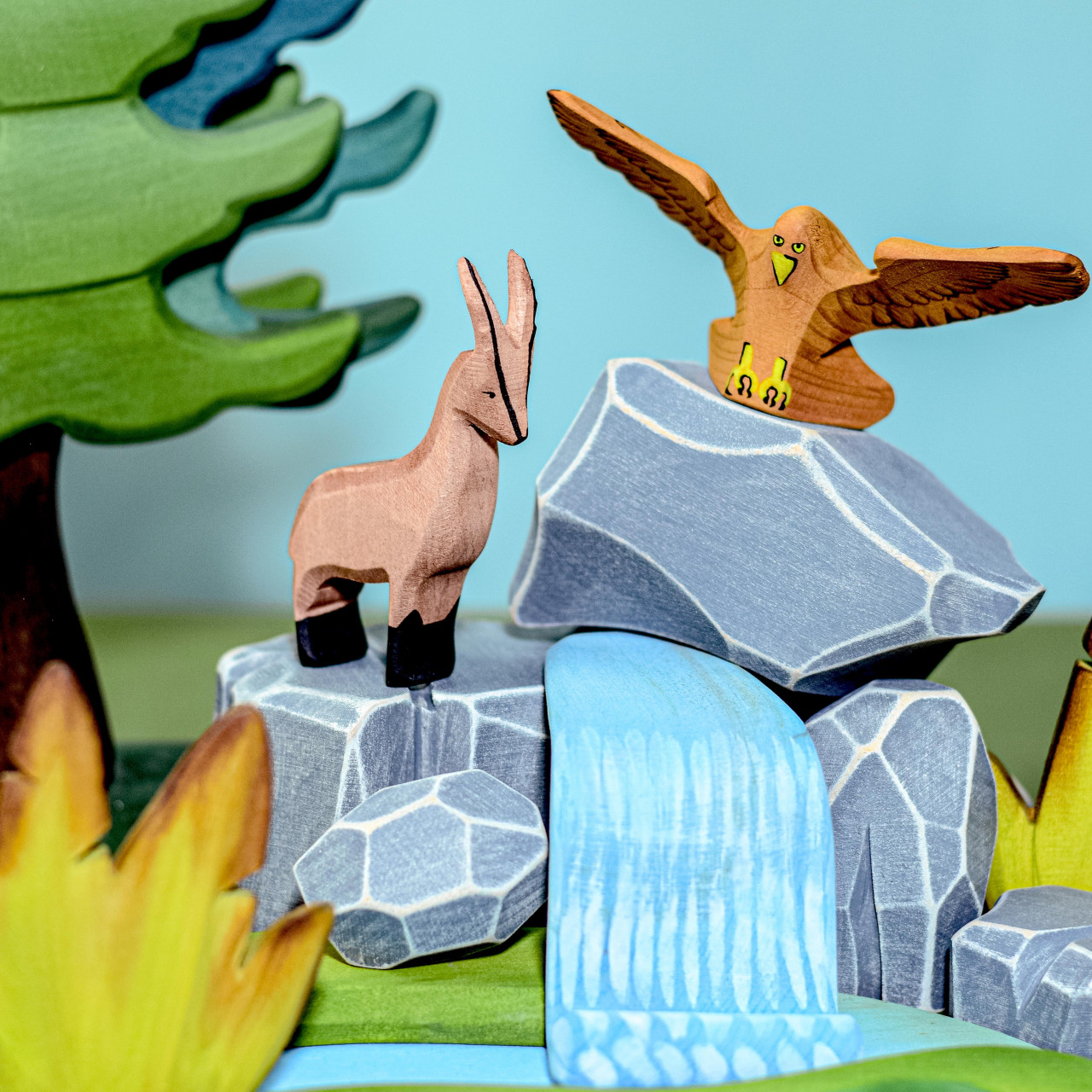 Wooden Mountain Goat Toy | BumbuToys' Alpine Collection